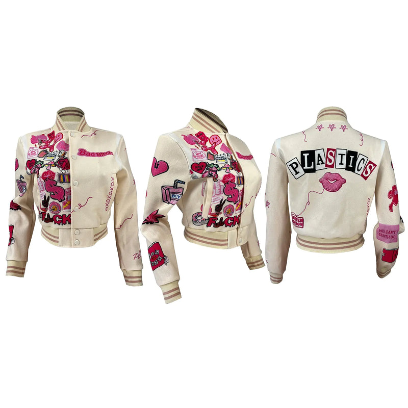 Women's Fashion Embroidered Baseball Jacket